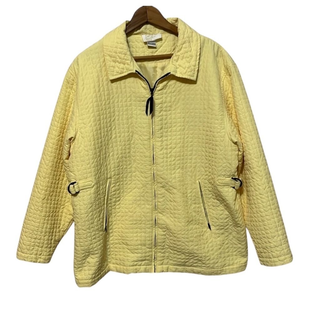 HH1-  Yellow soft textured jacket zipup long sleeve pockets extra large xlg